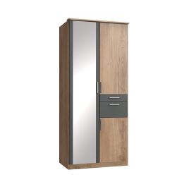 Kodera 2 Door and 2 Drawer Mirrored Wardrobe - Oak